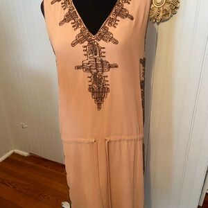 Freeway Orange Sleeveless Maxi Dress V-Neck Sundress